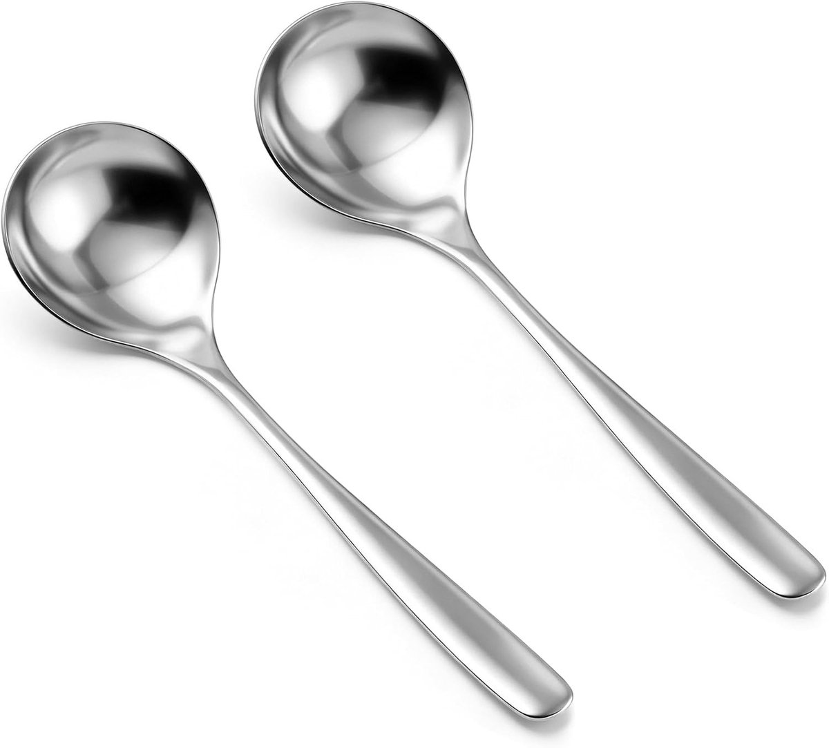 Set van 2 roestvrijstalen soeplepels, ideaal voor soep en sauzen, vaatwasmachinebestendig, 21 cm lang