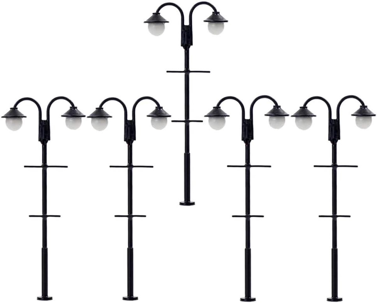 5-delige Model Spoorwegstraatverlichting met LED Lampen voor H0 Model en Mini Tuin Decoratie 1:87