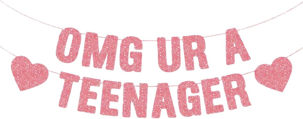 SnelShoppen - OMG Ur A Teen Banner 13e Verjaardag, Roze Gouden Glitters Happy 13 Decoratie, Klaar om te Gebruiken voor Meisjes Feestjes, Verjaardagsve
