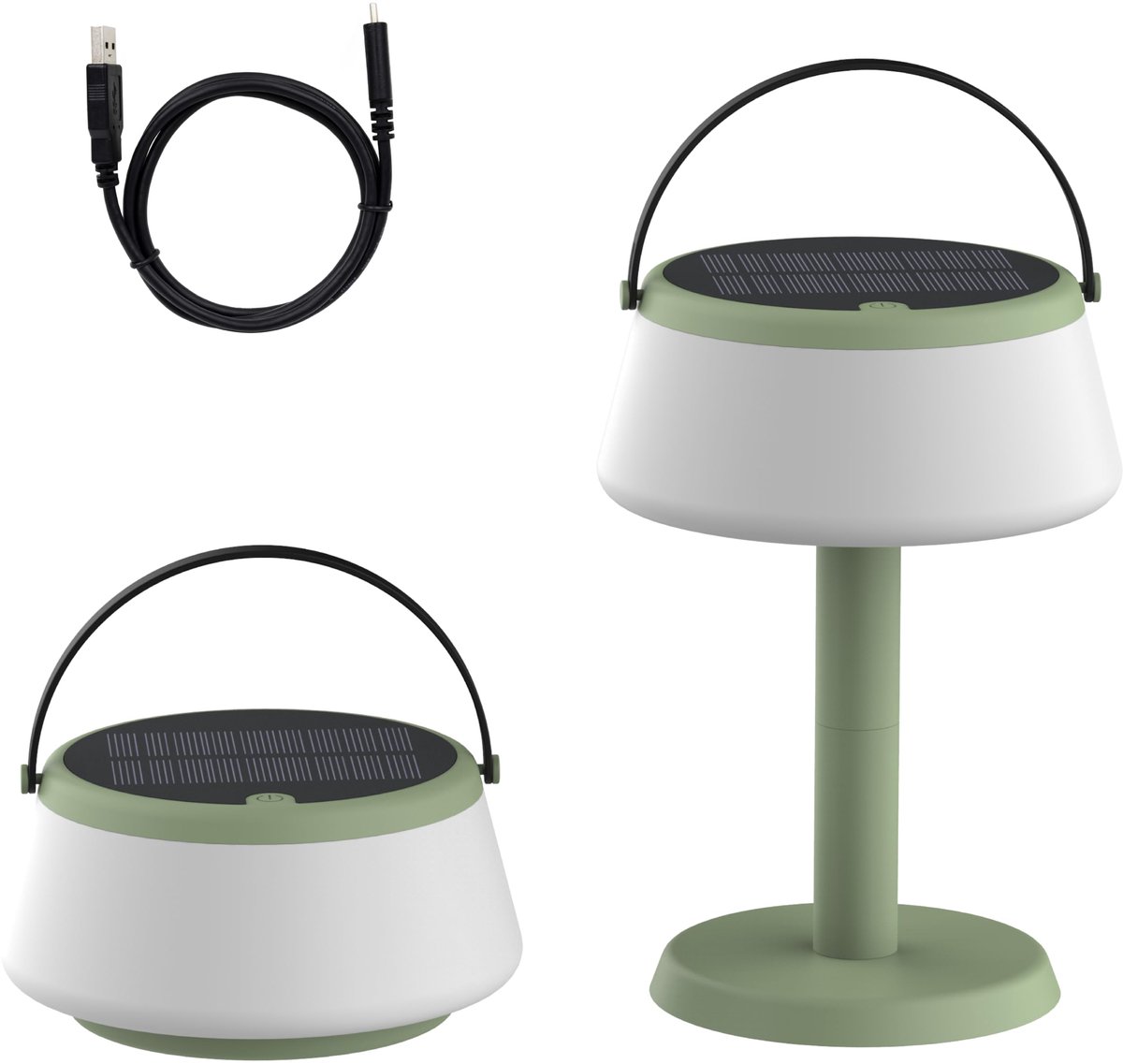 SnelShoppen - Draagbare Solar LED Tafellamp voor Binnen en Buiten, Touchbediening, Traploos Dimbaar, 280 lm, 2700K, Oplaadbaar via Zonne-energie en US