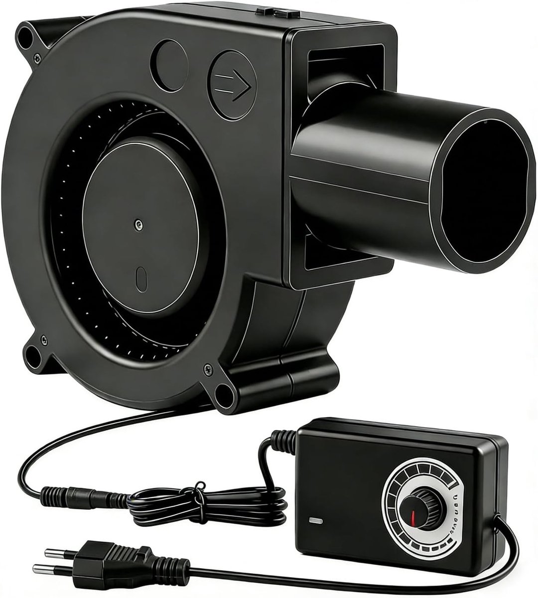 Regelbare radiaalventilator met toerentalregelaar voor 12 V en 220 V, ideaal voor camping, BBQ en koeling van opblaasbare kachels