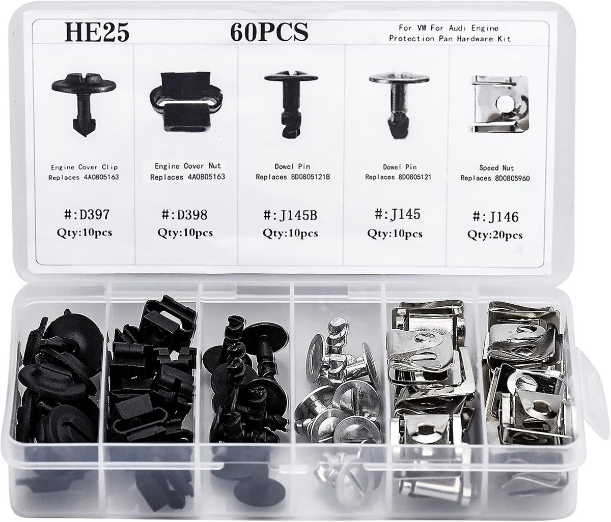 60 Stuks Auto Montage Clips voor Ondergrondse Bevestiging en Motorbescherming - Onderlaag Schroeven en Trim Clips