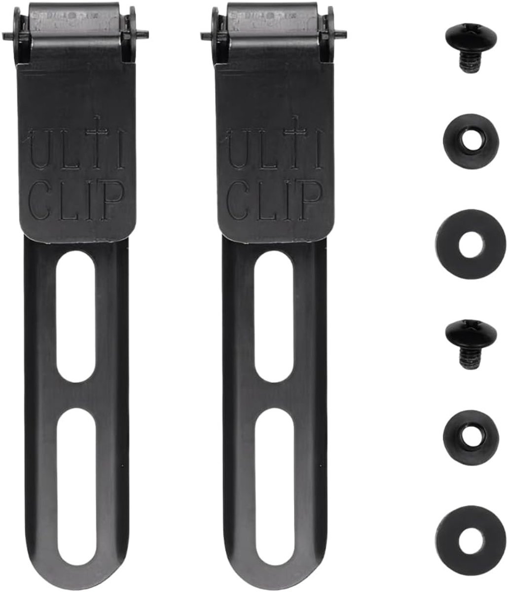 Set van 2 Vaste Mesclips met Schroeven en Ringen voor Kydex Ulticlip - 85 x 15 mm - Zwart, Ideaal voor Draagoplossingen en Outdoor Activiteiten