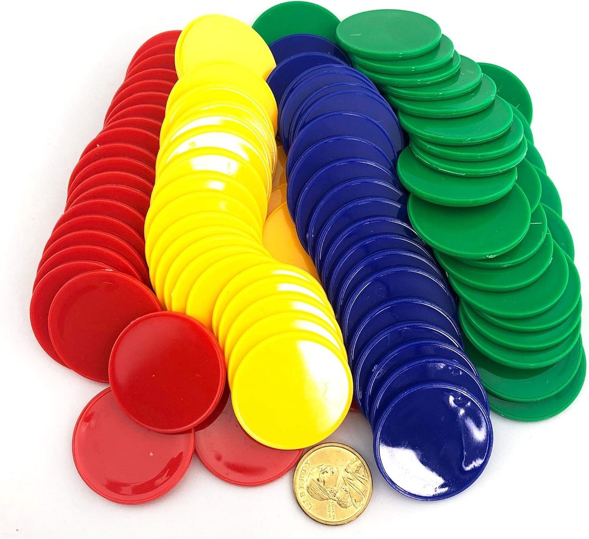Set van 100 Opaque Plastic Poker Chips van 40mm voor Spellen en Educatieve Activiteiten met Opbergdoos (4 Kleuren)