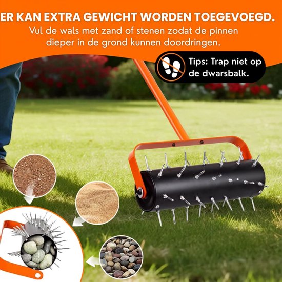 ApexArte® Prikrol - Gazonbeluchter - Gras Beluchten - Gazon Beluchter - Oranje en Zwart van ApexArte — afbeelding 3