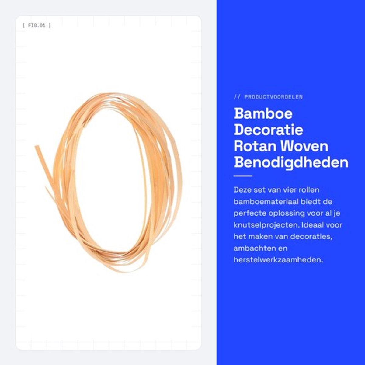 Bamboemateriaal 4 Rollen - Decoratie/Rotan - Weven/Benodigdheden - Ambachten - Rieten Reparatie - Duurzaam Houtmateriaal - Weefmateriaal
