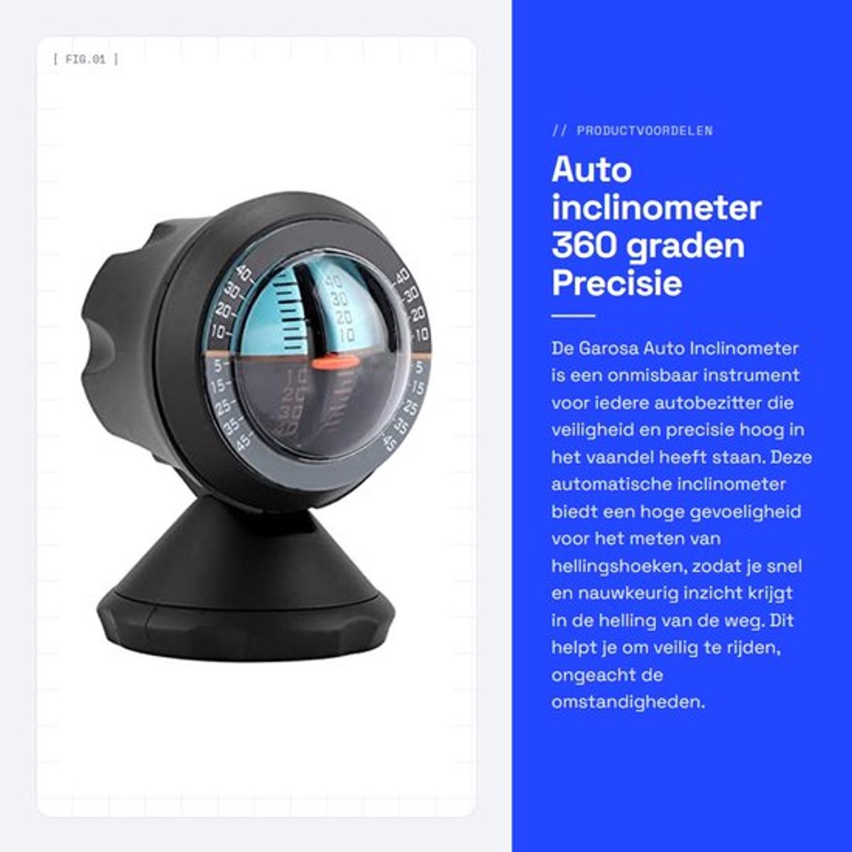 Inclinometer Digitaal - Hellingmeter - 360 Graden Rotatie - Auto Gebruik - Hooggevoelig - Veiligheidsmeter - Hellingsmeter