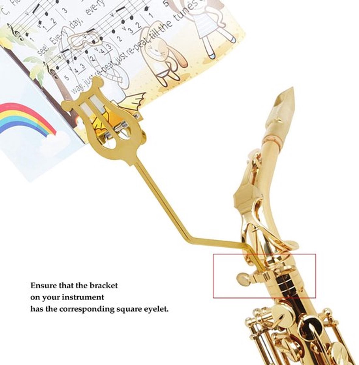 Bladmuziek Clip - Verticale Muziek Houder - Altsaxofoon/Saxofoon - Draagbaar Ontwerp - Legering - Nauwkeurige Torsieverenstructuur - Muziekstandaard