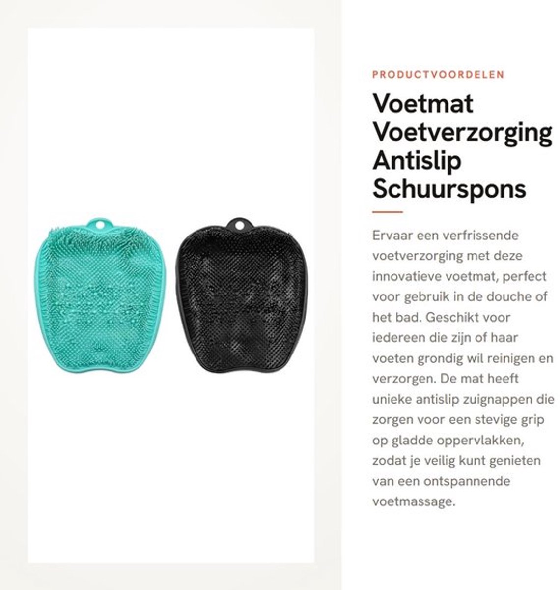 Voetscrubber met Antislip Zuignappen - Voetborstel - Voetverzorging - Douchemat - 2 Stuks - 28 x 24,5 x 4 cm - Voetmat