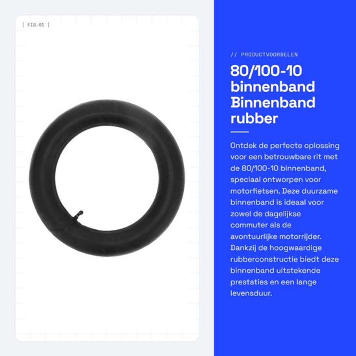 Binnenband 80/100-10 - Rubber - Motorfiets - Bandenlichters - Schokbestendig - Duurzaam - Motorband