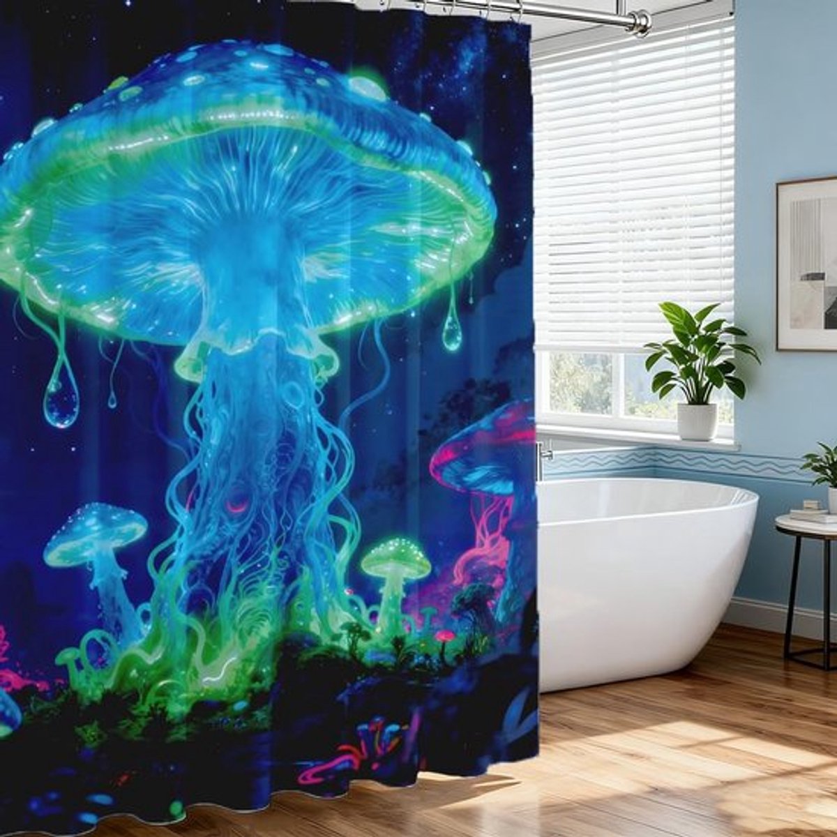 Douchegordijn Waterdicht - Douchegordijn 183x183 cm - Douchegordijn Set met 12 Haken - Zacht Polyester - Machinewasbaar - Duurzame Stof - Badkamergordijn