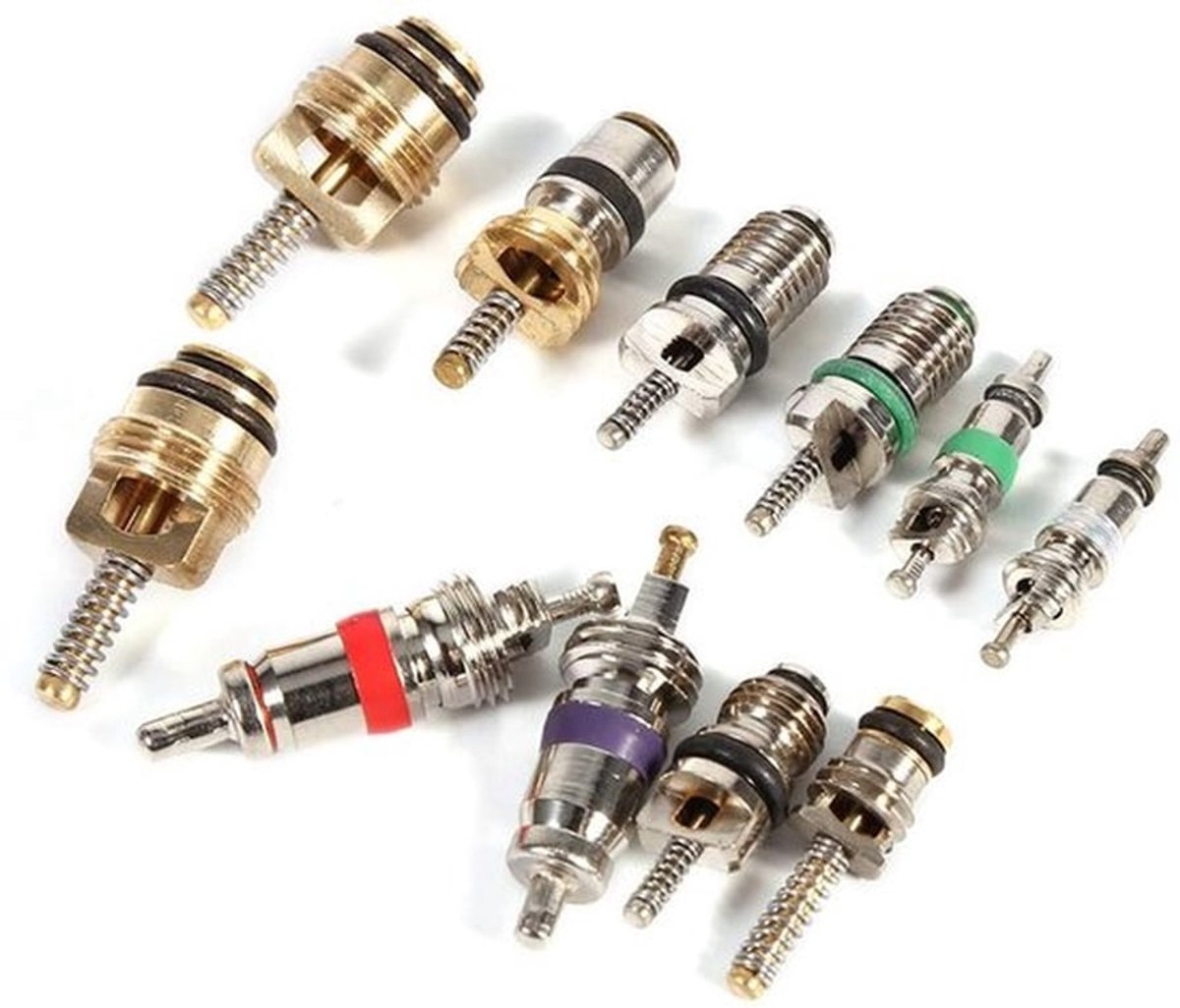 A/C Kleppentrekker Set 102 Stuks - 100 Kleppen + 2 Verwijdertools - Aluminium/Plastic - Voor Auto's - Geschikt voor R134a/R12
