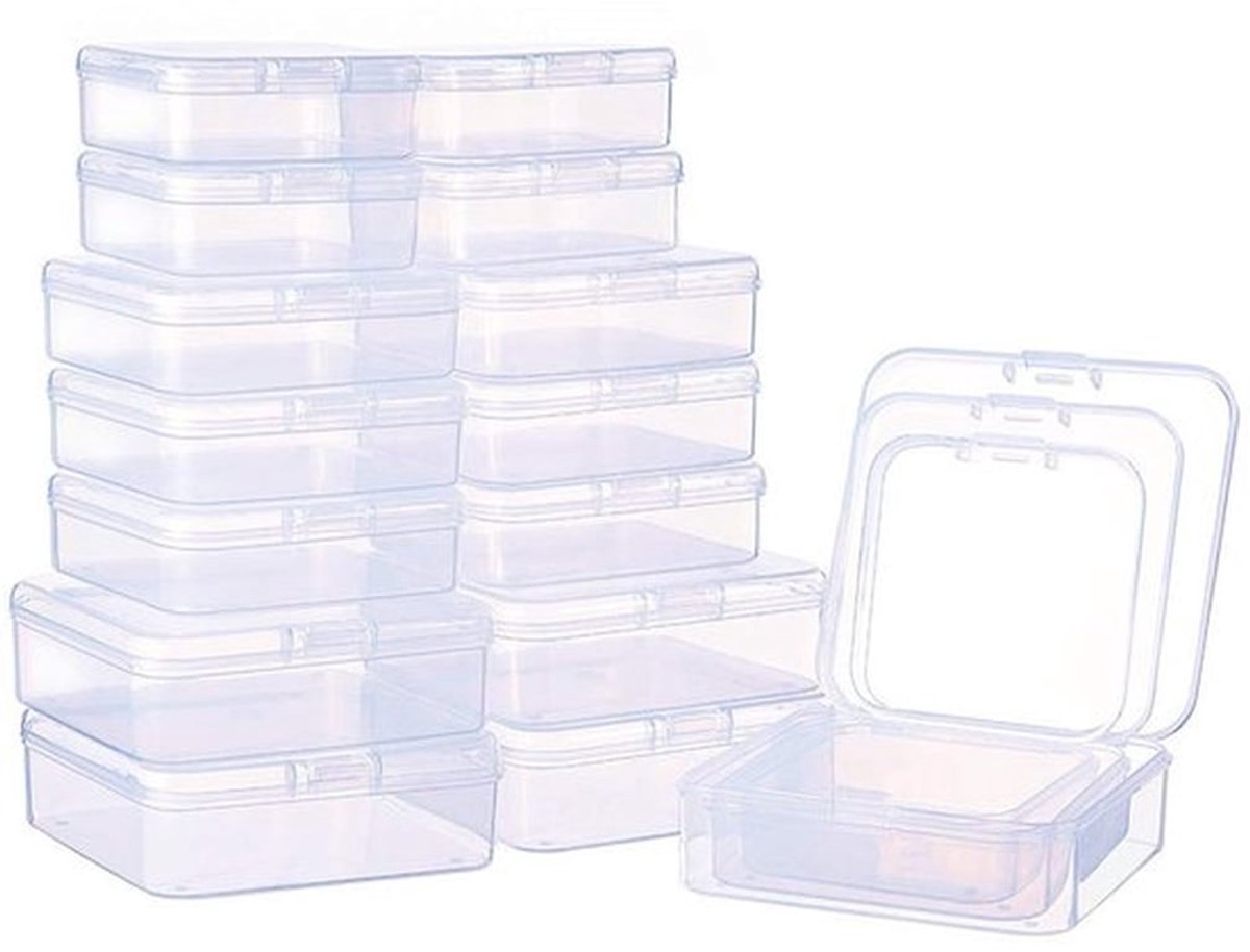 Opbergdozen met Deksel - Kunststof - Voor Kralen/Sieraden - Robuust - Lekvrij - Compact - Opklapbare Deksels - Opbergcontainers