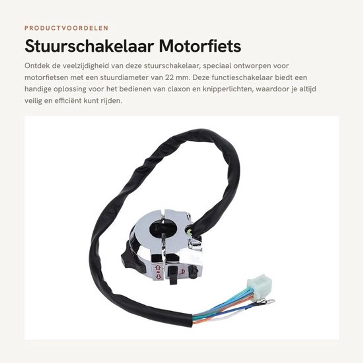 Stuurschakelaar Universeel - Functieschakelaar - Claxon/Knipperlichtschakelaar - Aluminium - Geschikt voor 22 mm Stuur - Duurzaam Ontwerp - Motorfietsschakelaar