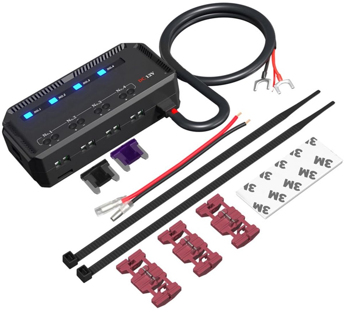 SnelShoppen - 12V Fuse Box met Indicator Lights, Snelle Aansluiting voor Motoren, Auto's, Verlichting, Navigatie, Telefoonhouder en Autolader - 20A Ca