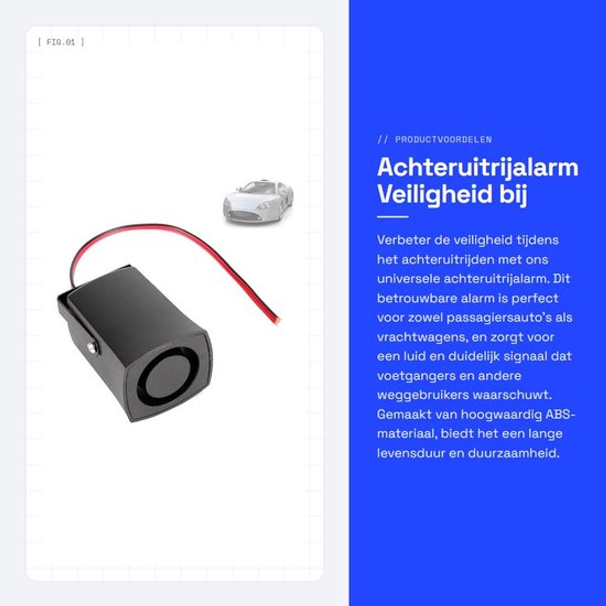Achteruitrijalarm 115DB - Universeel - Hoogwaardig ABS - Geluidsniveau 20W - Eenvoudige installatie - Betrouwbaar en duurzaam - Achteruitrijsensor
