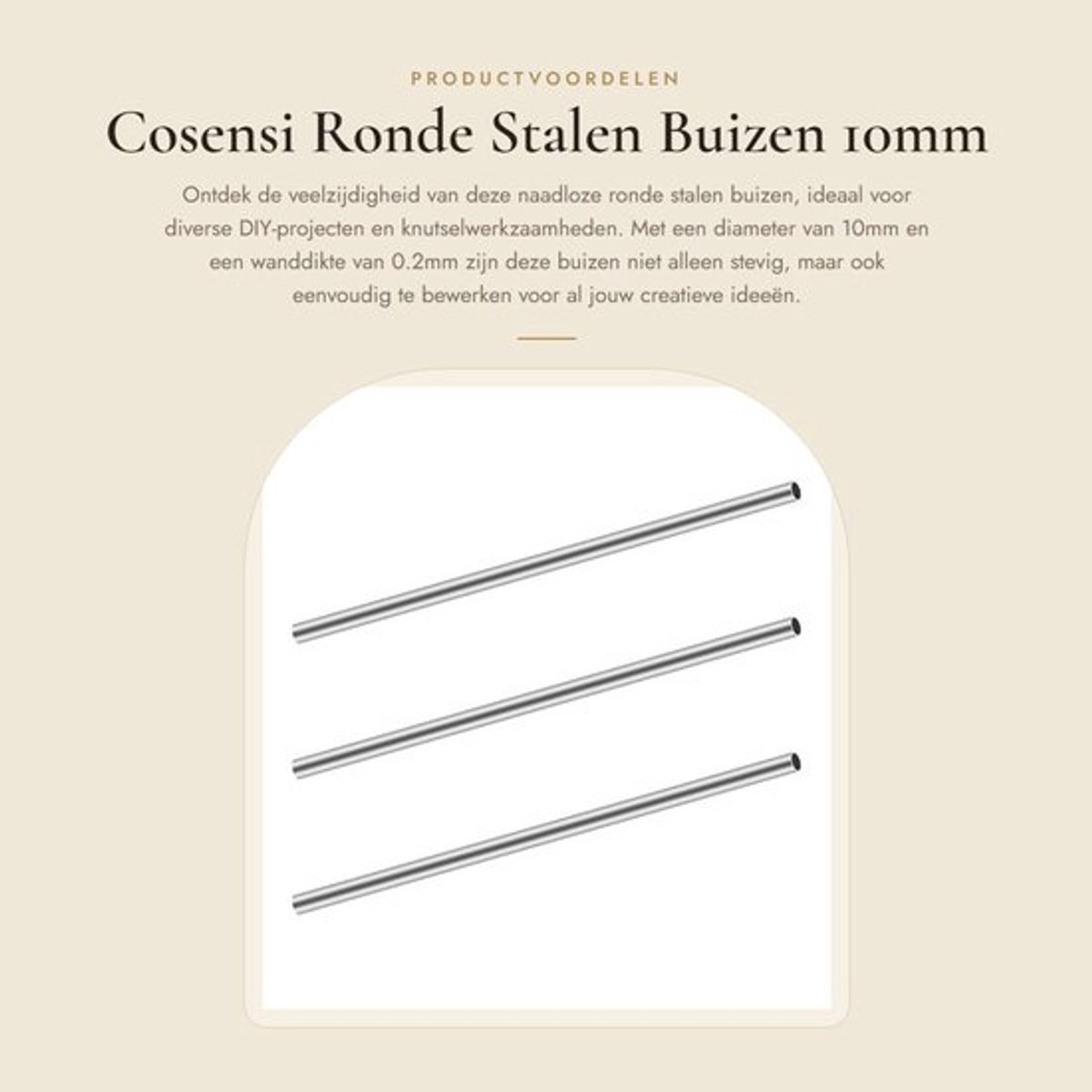 Roestvrijstalen Buis 10mm OD - 0.2mm Wanddikte - 150mm Lengte - Set van 3 - Naadloze Buis - Duurzaam en Esthetisch - Stalen Buis