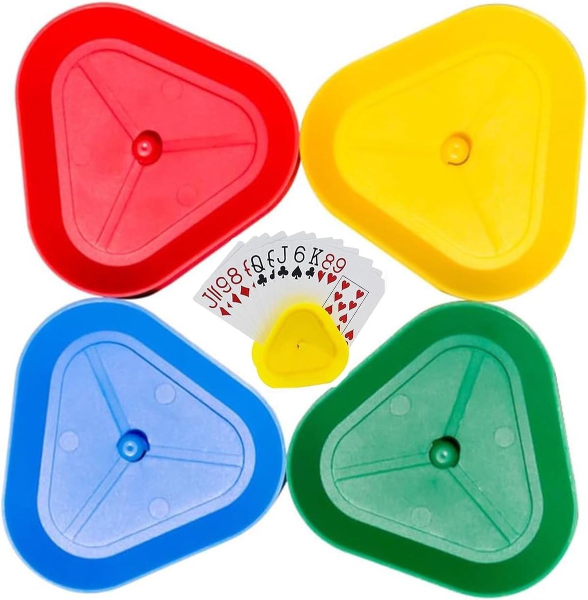 Set van 4 Speelkaarthouders van Plastic - Handvrije Pokerkaarthouder voor Senioren en Spelletjes