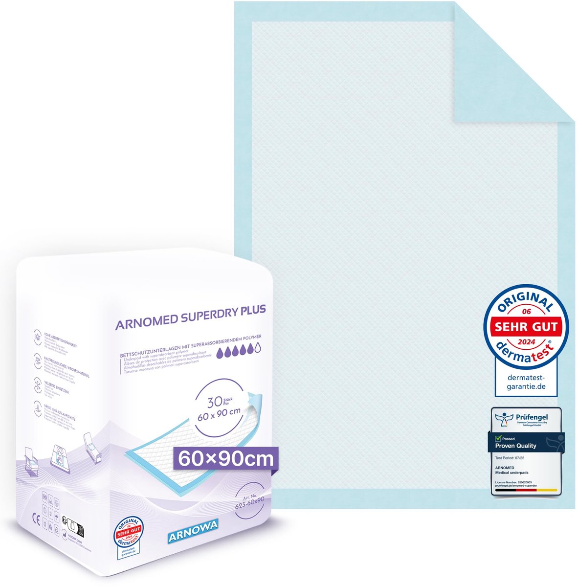 SnelShoppen - 30x Medische Incontinentiepads 60x90cm, Wegwerp Incontinentiepads, Absorberende Verschoningsmat voor Baby's, 5-laags Cellulose, Perfect