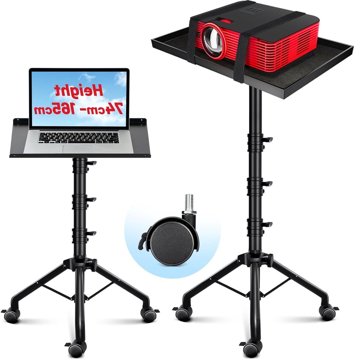 Projectorstandaard - Vloerstatief - Films Kijken - In hoogte verstelbaar - 76-165 cm - Zwart