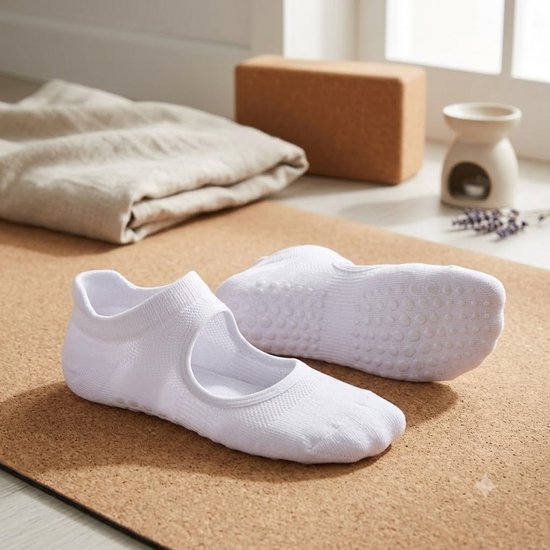 Paars antislip pilates sokken dames 2 paar ademende open wreef yoga sokken met siliconen antislip zool lage sport sokken voor pilates yoga barre dans fitness en vloeroefeningen maat 36-40 — afbeelding 2