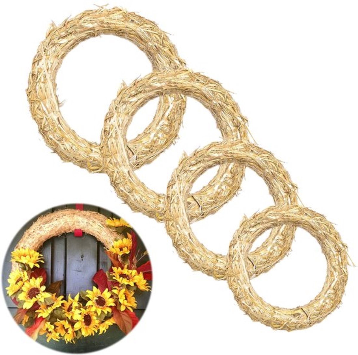 Stro krans ring - Decoratieve kransen - Lege krans voor deur - Ø 15 cm tot 30 cm - Natuurlijke uitstraling - DIY Holiday decoraties - Per..