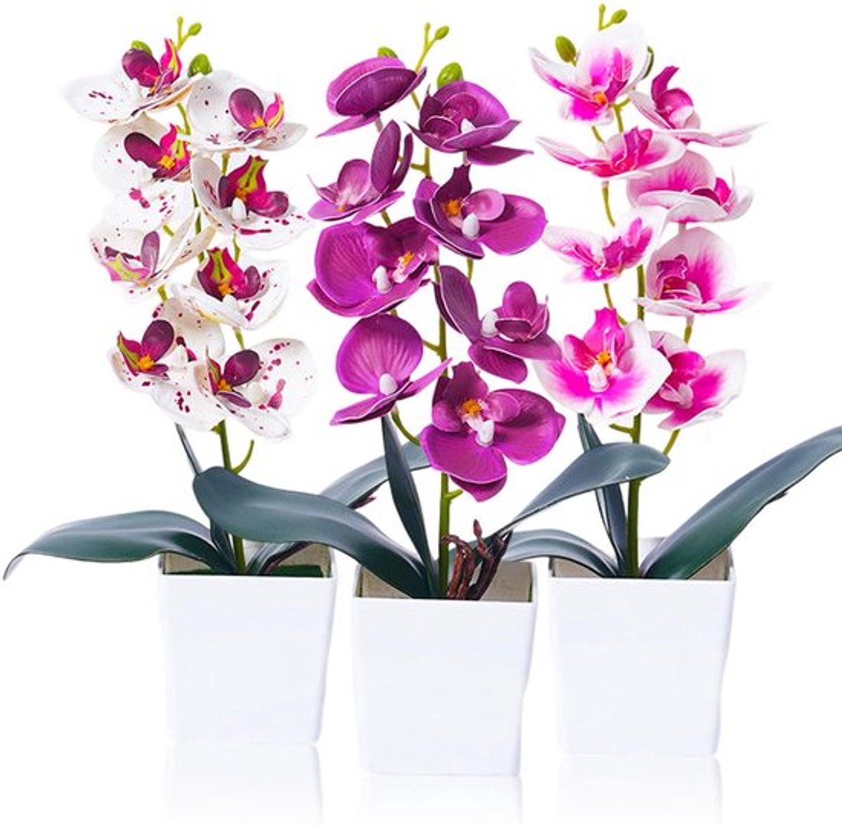 3 stuks orchideeën kunstbloemen & planten, 30 cm, potted kunstbloemen, echte kunstbloemen 