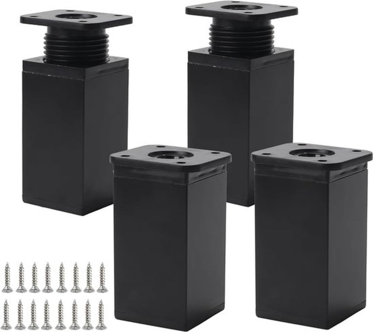 Verstelbare Meubelpoten 40x80 mm - Zwart, 8 cm, 4 Stuks