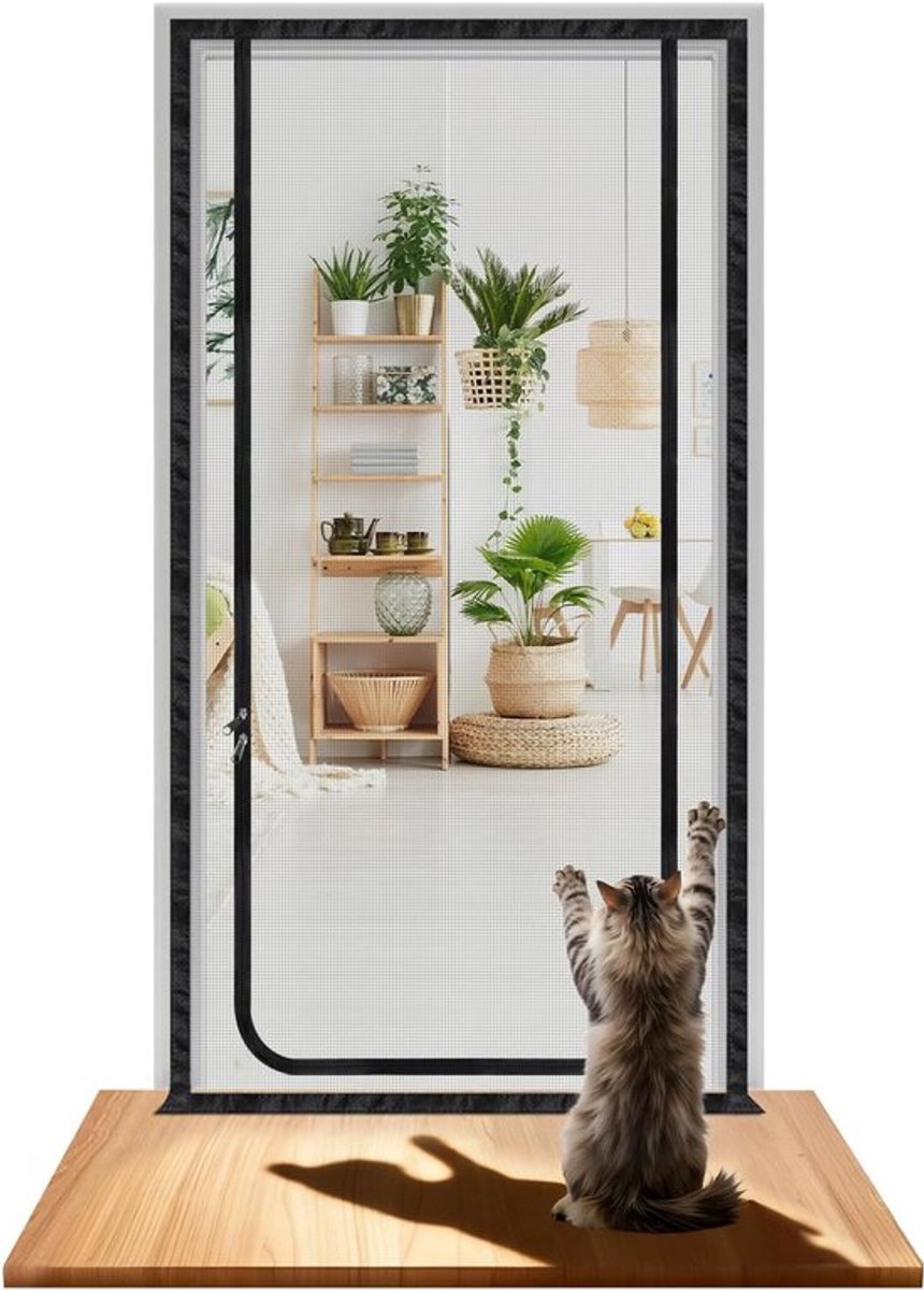 SnelShoppen - DBREAKS Kattennet voor Balkon, Kattenhek met Ritsdeur, Dierenscherm voor Balkon, Katbescherming, Stevig en Waterdicht, 80 cm x 200 cm