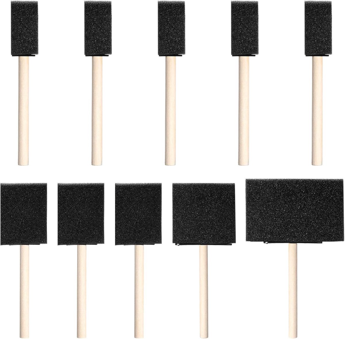 SnelShoppen - 10 Pcs Sponge Brushes - Schuimkwasten met Houten Handvat - Stupkwasten voor Schilderen en DIY Projecten - Wasbare Verf Sponges voor Volw
