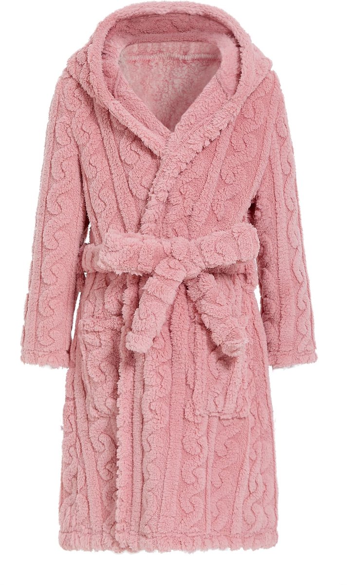 SnelShoppen - Fleece Badjas Meisjes met Capuchon - Warm en Zacht Kinderbadkleed - Fuzzy Badjas van Frotté - 4-14 Jaar - Roze - Ideaal voor Thuis, Bad