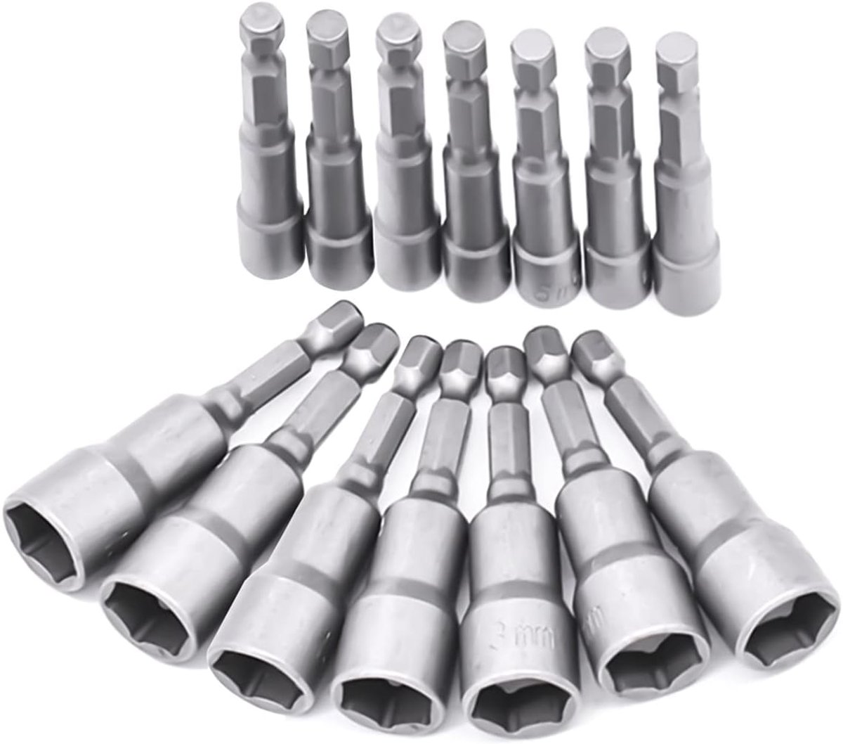 SnelShoppen - Set van 14 Magnetische Zeskant Sockets 6-19 mm, Chrome Vanadium Staal, Steeksleutel en Schroefsleutel voor Boren en Montage