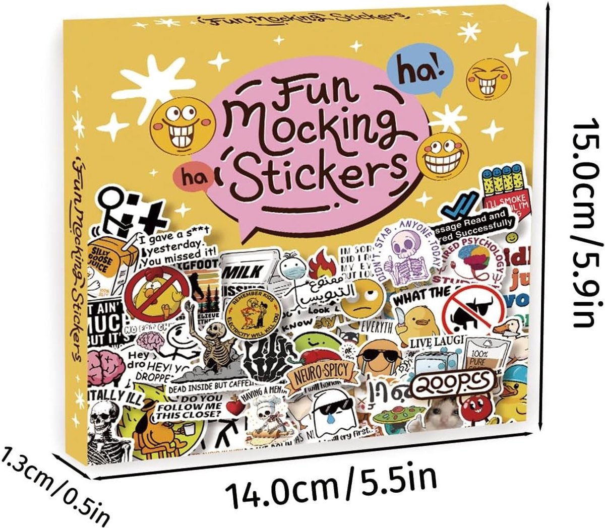 Grappige Stickers voor Tieners en Volwassenen, 200 Stuks, Aesthetic Vinyl Stickerset voor Auto, Fiets en Laptop, Perfect voor Skateboard en Koffer