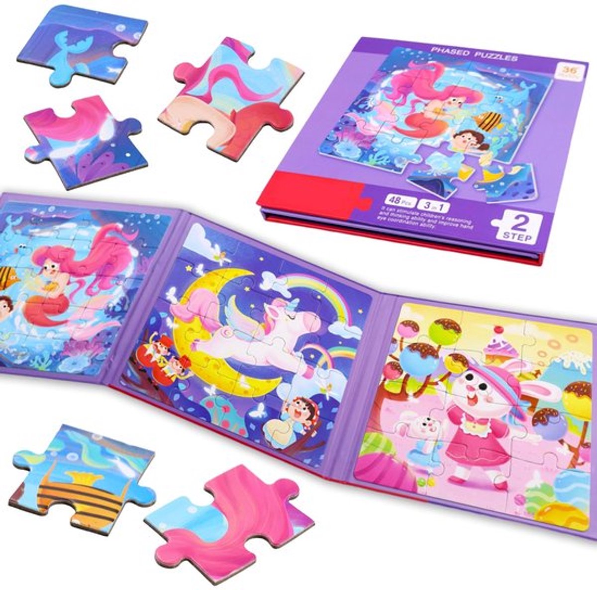 Magnetpuzzel 3-in-1 - Puzzelboek Kinderen - Fijne Motoriek - Logische Vaardigheden - Creativiteit - Aantrekkelijke Designs