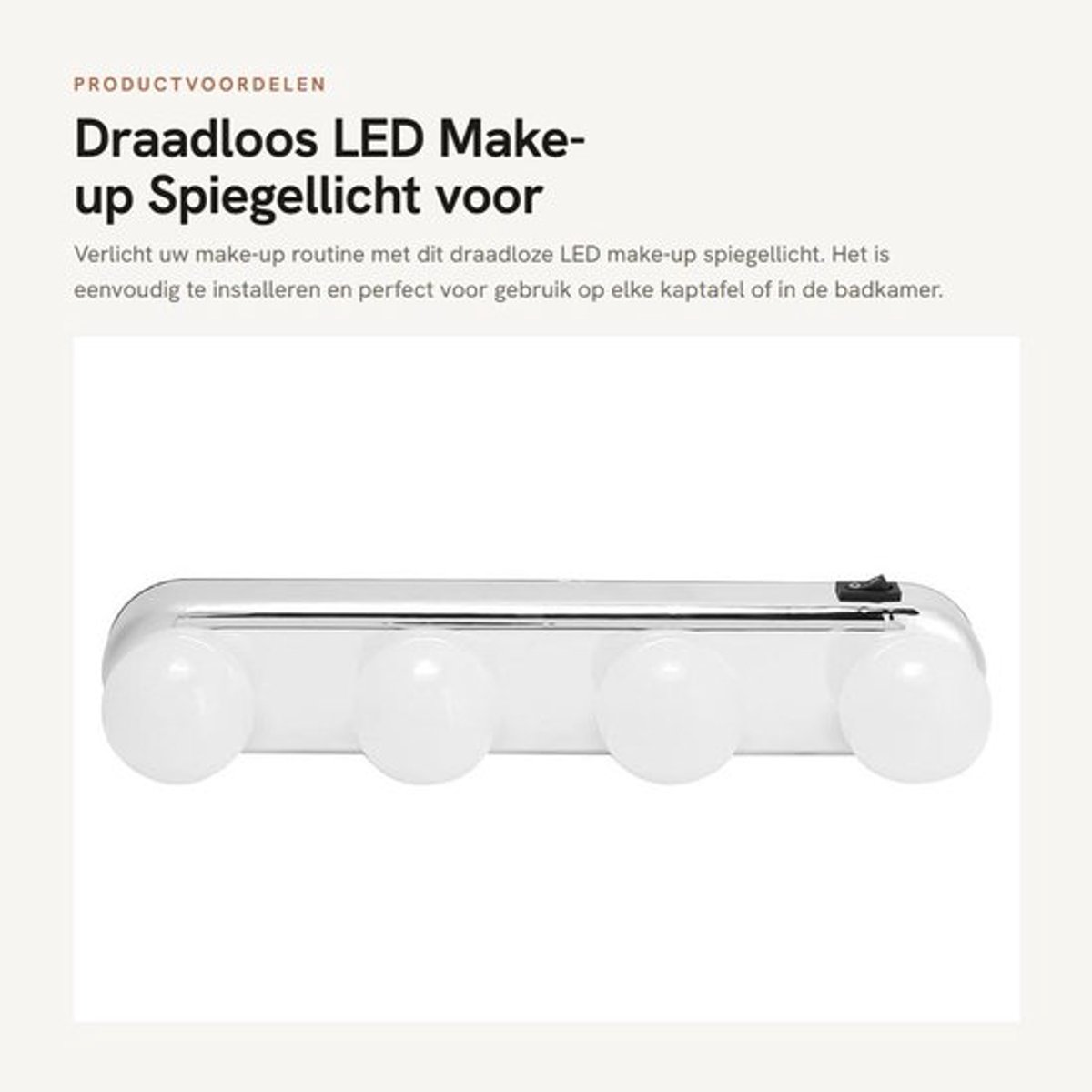 Draadloos LED Make-up Spiegellicht voor Kaptafel