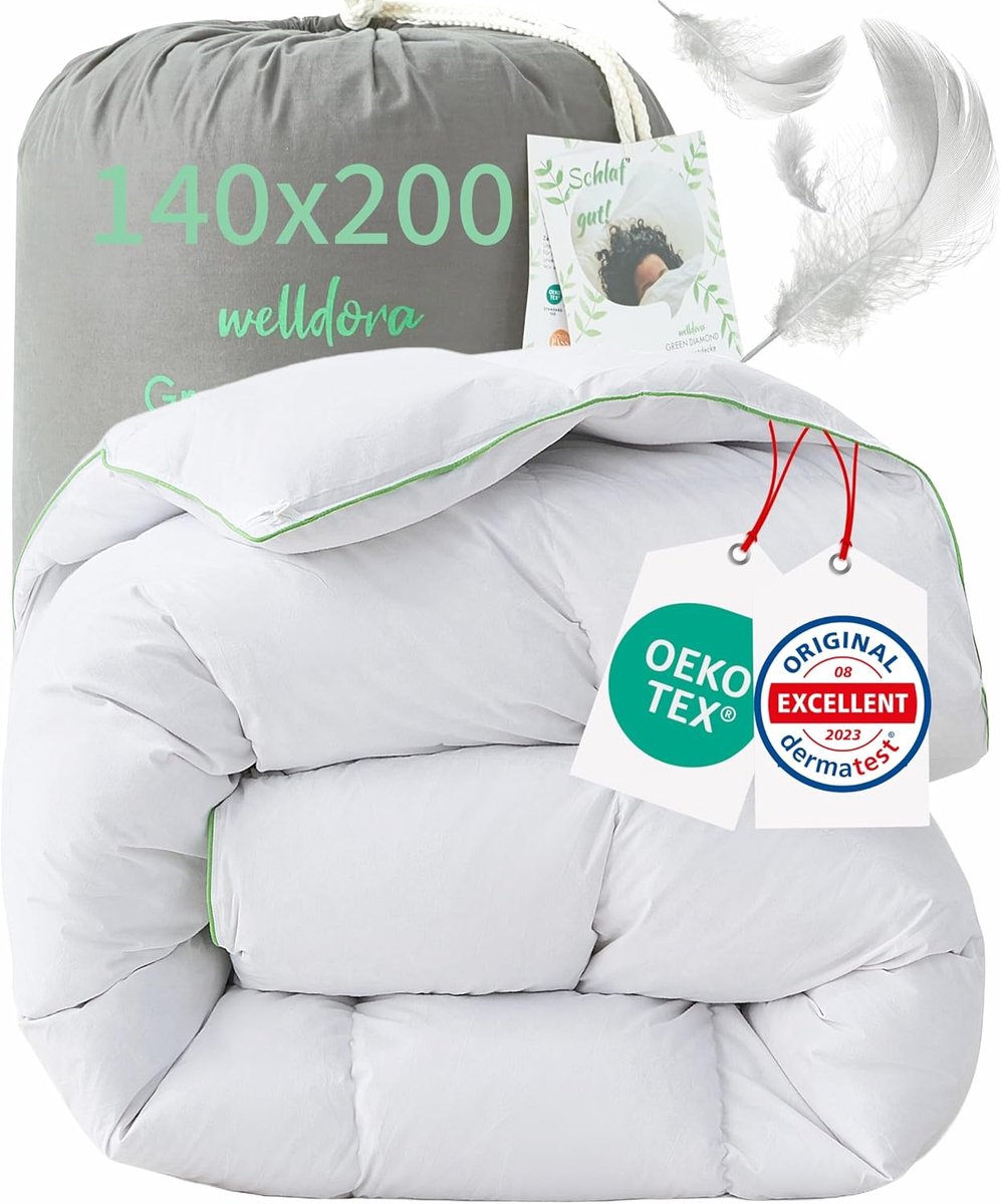SnelShoppen - Duvet 140 x 200 | 100% Extra Soft Dons en Veren Dekbed | Allergievriendelijk, Oeko-Tex, RDS Keurmerk | Winter Duvet voor Luxe Comfort