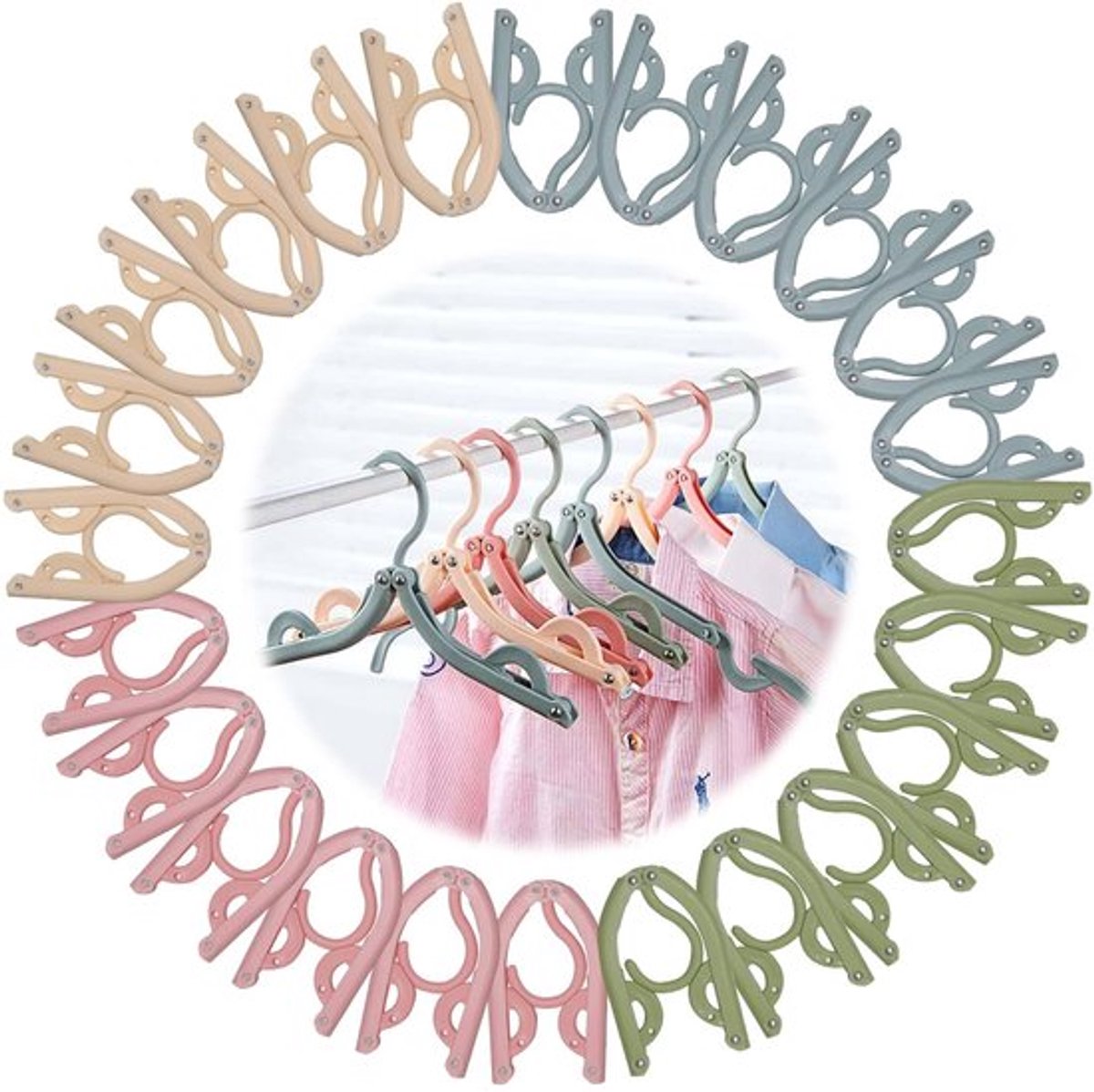 Reishangers 24 Stuks - Opvouwbare Kledinghangers - Lichtgewicht Plastic - Multifunctionele Hangers - Reisaccessoires - Ideaal voor Reizen