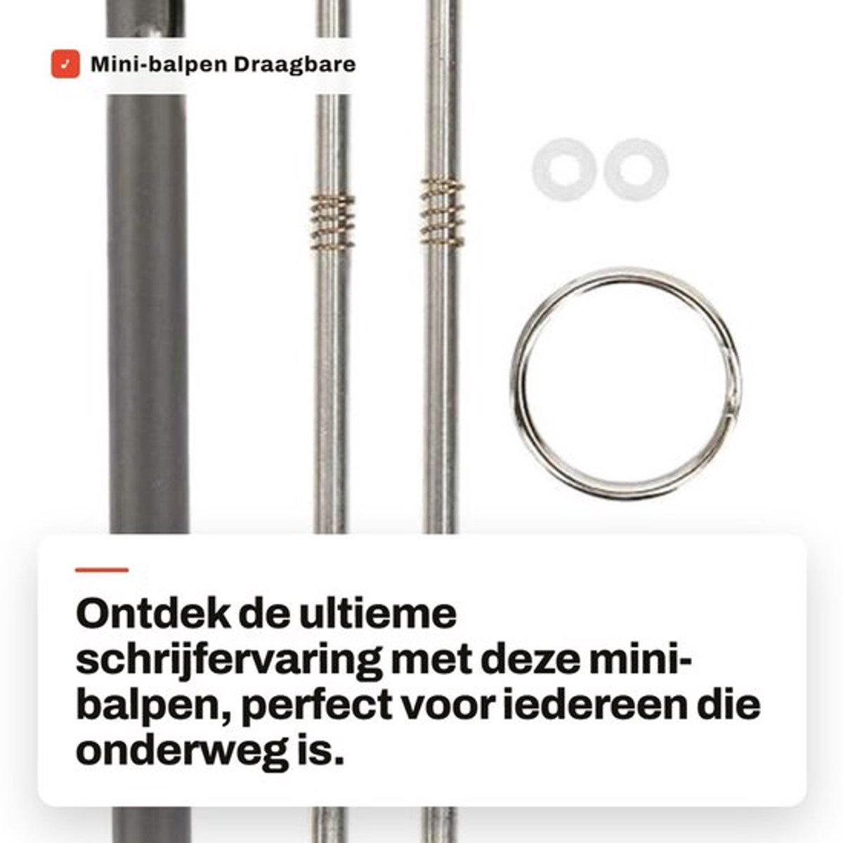 Balpen Draagbaar Ontwerp - Sleutelhangerpen - Schrijfinstrument - Roestvrij Staal - Lichtgewicht - Twee Vullingen - Schrijfpunt