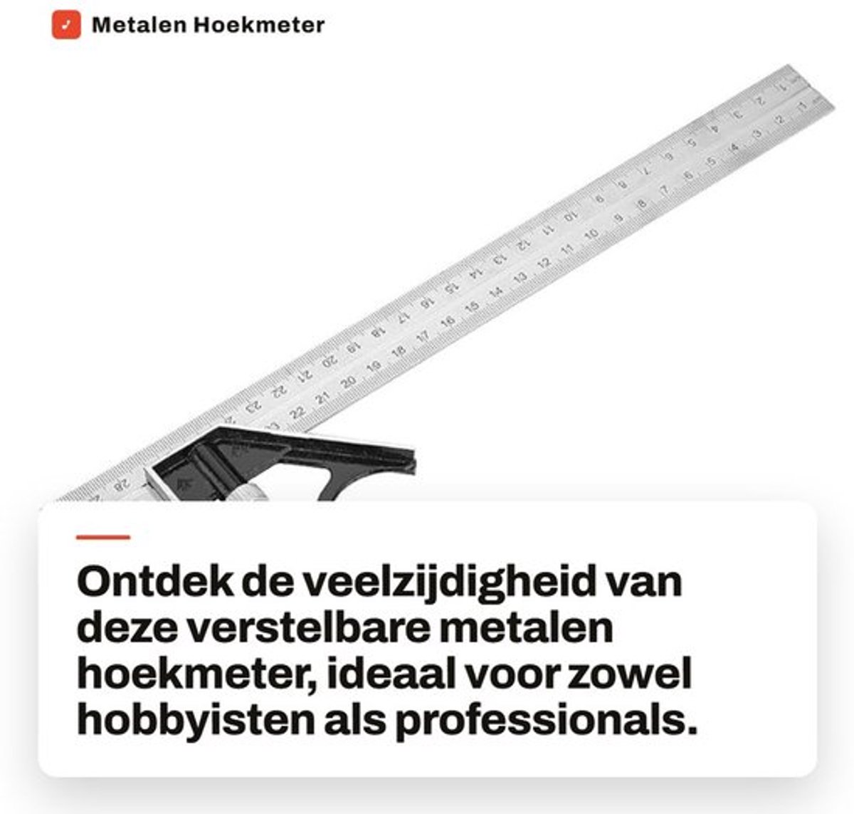 Hoekmeter 300mm - Stalen Hoekmeter - Verstelbare Hoekmeter - Meetinstrument - Precisie Gereedschap - Lichtgewicht 138g - Meetlat
