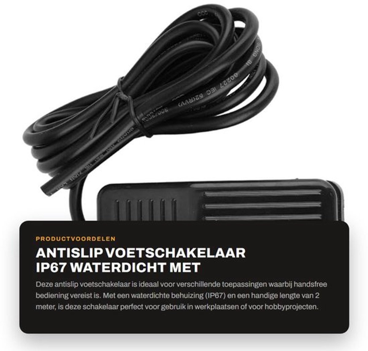 Antislip Voetschakelaar IP67 Waterdicht met 2 Meter Lijn