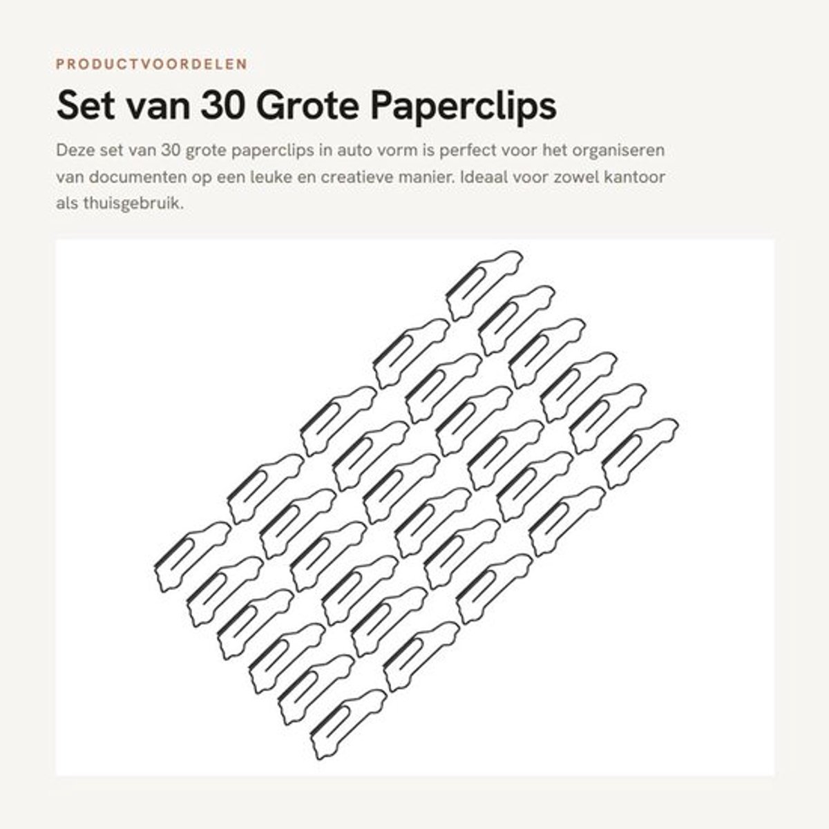 Paperclips Auto Vorm - Grote Paperclips - 30 Stuks - Planner Paperclips - Ambachtelijke Decoratie - Kantoor/Huis Gebruik - Kantoorbenodigdheden