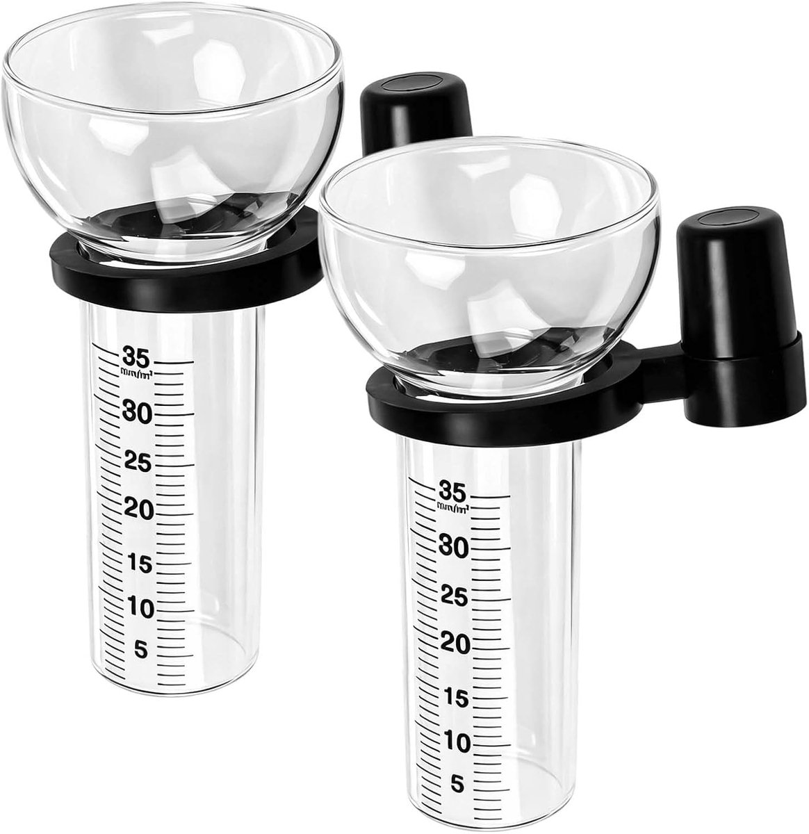 SnelShoppen - 2 stuks Regenmeters Glas 35 mm - Heldere Regenwatermeter met Houder - Nauwkeurige Glas Regenmeter voor de Tuin - Tuinaccessoires voor Re