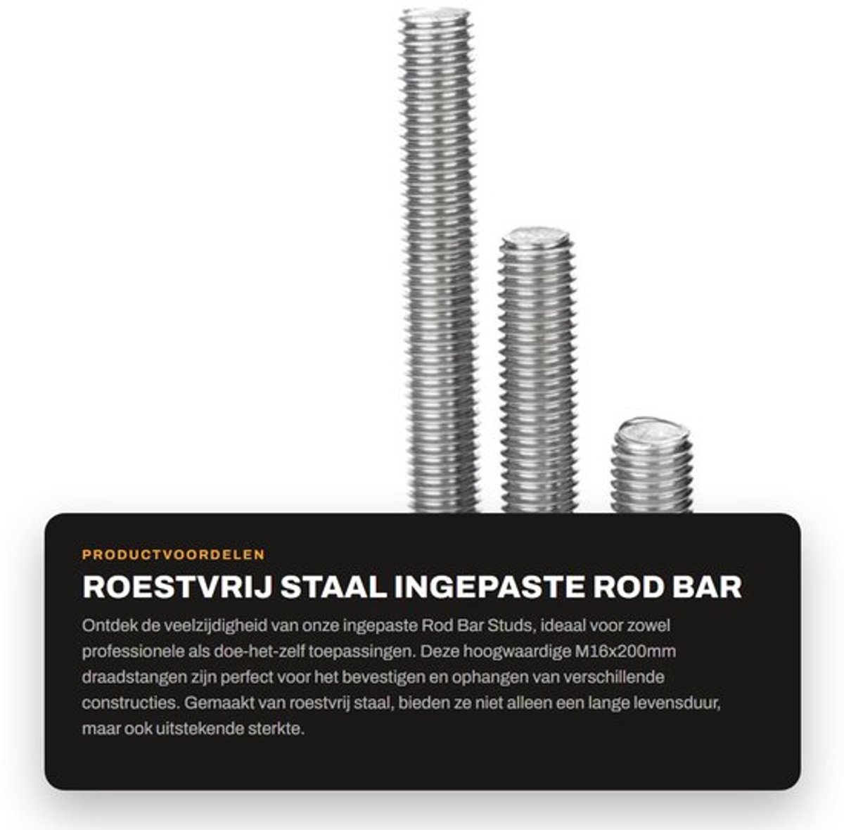 Rod Bar Studs Roestvrij Staal 304 - Draadstang - Ingepaste Staaf - Bevestiging - Verankering - Slijtvast en Duurzaam