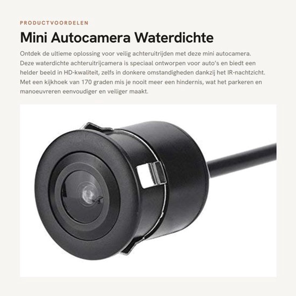 Achteruitrijcamera HD-kwaliteit - Waterdichte Camera - IR Nachtzicht - Groothoeklens 170° - Compact Ontwerp - Eenvoudige Installatie