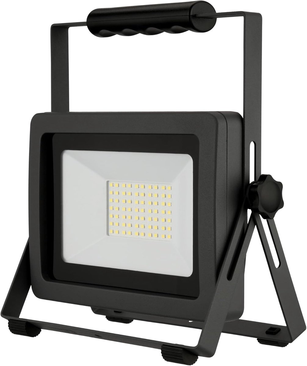 SnelShoppen - LED Bouwlamp 50W 4250 lm IP65 6500K Robuuste Aluminium Construction Site Lamp voor Bouwplaats, Werkplaats, Kelder met 1.5m Rubber Kabel