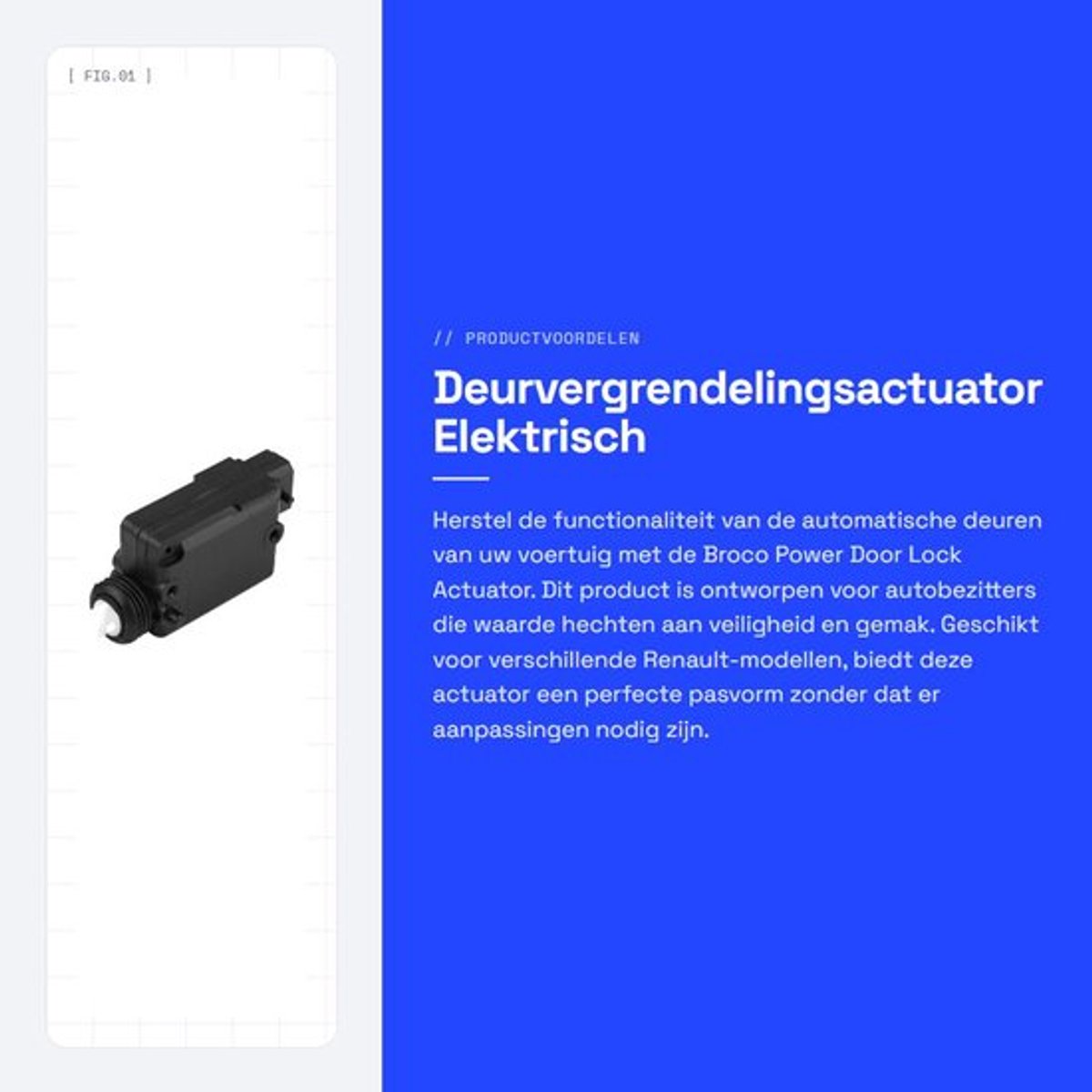 Deurvergrendelingsactuator - Elektrisch - Passagiers- of bestuurderszijde - Motor - Compatibel met specifieke modellen - 2 pin - Megane S...