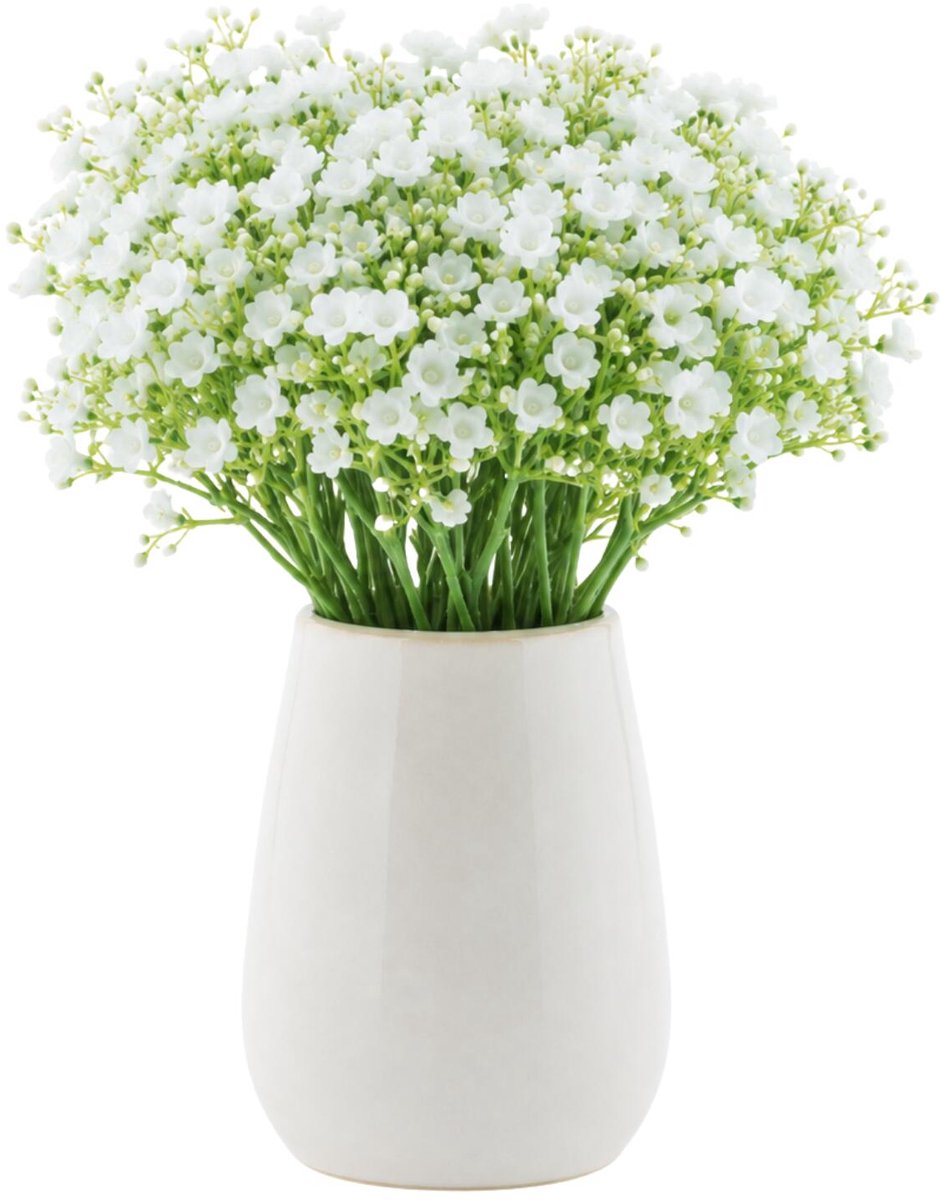 Bellatio Design Kunstbloemen boeket Gipskruid - 4x - 30 cm - wit - kunst zijdebloemen - Gypsophila