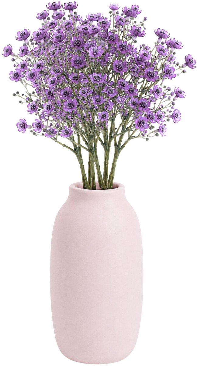Bellatio Design Kunstbloemen Gipskruid Viette - 6x - 45 cm - paars - takken - kunst zijdebloemen - Gypsophila
