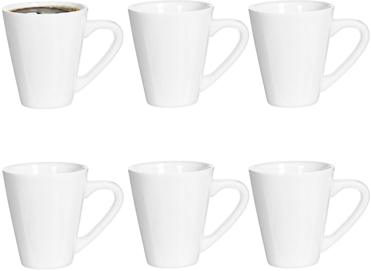 Alessandro Koffie / thee mok Verona - 6x stuks - ivoor wit - 300 ml - mokken - keramiek