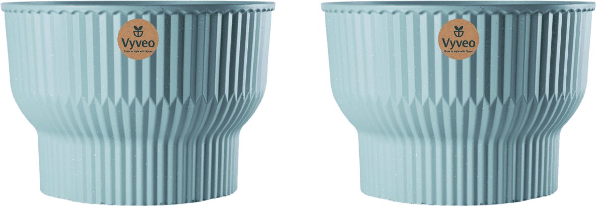 Vyveo - Bloempot Norma - Set van 2 - 35x24 - Mintgroen - Bloempot voor binnen en buiten - Lichtgewicht - Breukbestendig - Vorstbestendig - UV-bestendig
